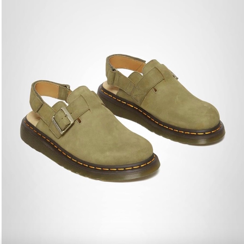 Dr. Martens Olive Green Buckle Flats